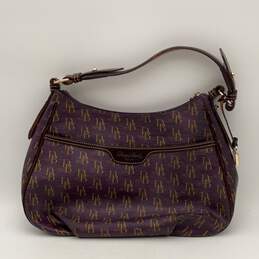 Dooney & Bourke Womens Purple Monogram East West Collins Zipper Hobo Bag