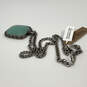 Designer Lucky Brand Silver-Tone Lobster Clasp Green Stone Pendant Necklace image number 3
