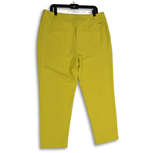 Womens Yellow Flat Front Welt Pockets Straight Leg Ankle Pants Size 2.5 image number 2
