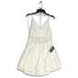 NWT Express Womens White Crochet Halter Neck Backless Fit & Flare Dress Size M image number 1