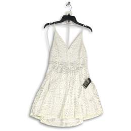 NWT Express Womens White Crochet Halter Neck Backless Fit & Flare Dress Size M