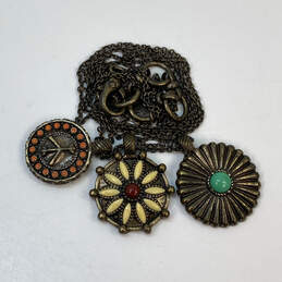 Designer Lucky Brand Silver-Tone Beaded Reversible Three Pendant Necklace alternative image