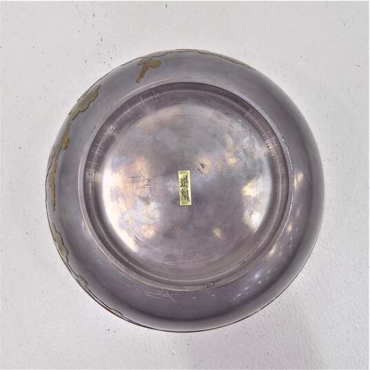 VTG Chinese Pewter Brass Outlay Cherry Blossom Bowl w/ Porcelain Ginger Jar image number 4
