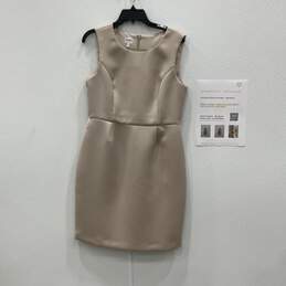 Armani Collezioni Womens Beige Sleeveless Back Zip Sheath Dress Size 8 With COA