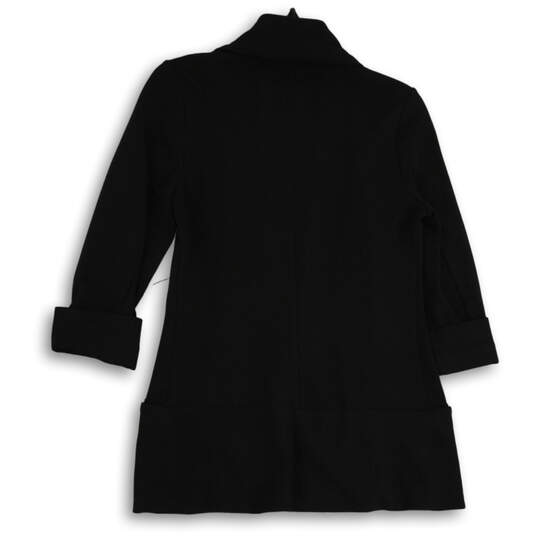 NWT Womens Melanie Black Knit Long Sleeve Open Front Tunic Blazer Size S image number 2