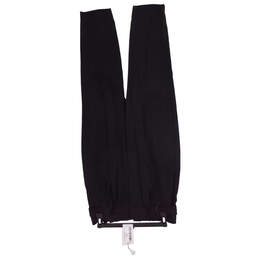 Womens Black Pleated Belted Hook And Bar Straight Leg Pants Size Small