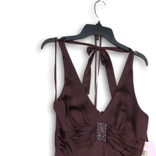 NWT Jones New York Womens Purple Halter Neck Back Zip A-Line Dress Size 10 image number 3