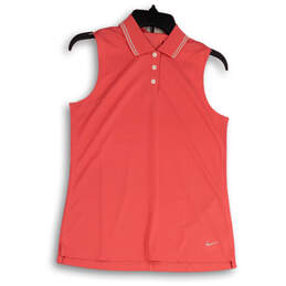 NWT Womens Pink Dri-Fit Stretch Sleeveless Button Front Polo Shirt Size 5