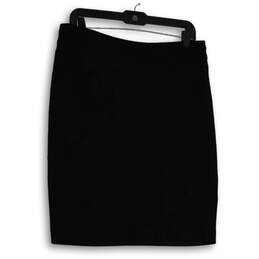 Womens Black Flat Front  Back Zip Knee Length Straight & Pencil Skirt Sz 8
