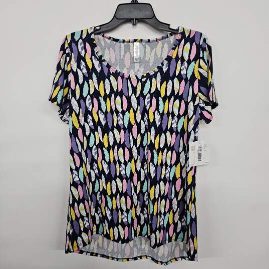 LULA ROE Multicolor Feather Print Short Sleeve Shirt image number 1
