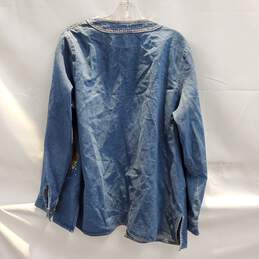 Bob Mackie Wearable Art Long Sleeve Embroidered Jean Jacket Size M alternative image