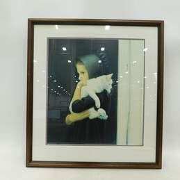 Artist Nancy Noel Amish Country Sarah Girl w/ Cat Framed Art Print 28x30