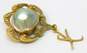 Vintage 14K Gold Blister Pearl Granulated Spun Accents Drop Charm Unique Brooch For Repair 4.1g image number 3