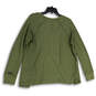 Womens Green Waffle Knit Side Slit Long Sleeve V-Neck Pullover Sweater Sz L image number 2