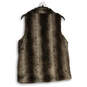 Womens Brown Collared Sleeveless Faux Fur Vest Size Medium image number 2
