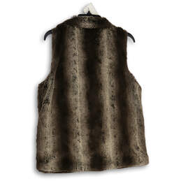 Womens Brown Collared Sleeveless Faux Fur Vest Size Medium alternative image
