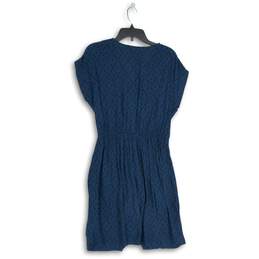 Madewell Womens Blue Black Polka Dot Short Sleeve V-Neck A-Line Dress Size M alternative image