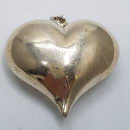 950 Sterling Silver 2inch Puff Hollow Heart Oversize Pendant 16.4g alternative image