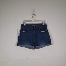 Womens Medium Wash Pockets Comfort Cuffed Jean Shorts Size 14-W32