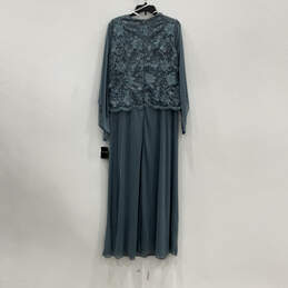 NWT Womens Blue Floral Lace Embroidered Beaded Long Maxi Dress Size 12 alternative image