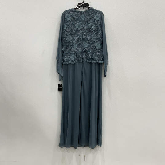 NWT Womens Blue Floral Lace Embroidered Beaded Long Maxi Dress Size 12 image number 2