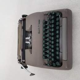 Vintage 1950s Smith Corona Sterling Manual Typewriter Grey w/Green Keys