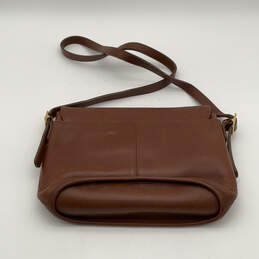 Womens Brown Leather Adjustable Strap Inner Pockets Crossbody Bag