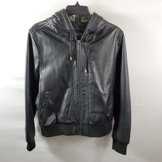 Adler Collection Men Black Leather Jacket 2XL image number 1