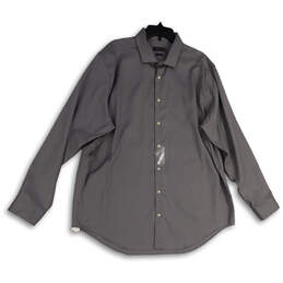NWT Mens Gray Pinstripe Long Sleeve Spread Collar Button-Up Shirt Sz 36/37