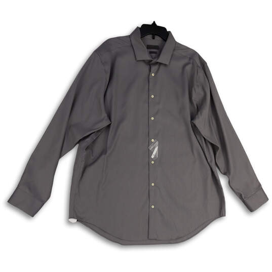 NWT Mens Gray Pinstripe Long Sleeve Spread Collar Button-Up Shirt Sz 36/37 image number 1