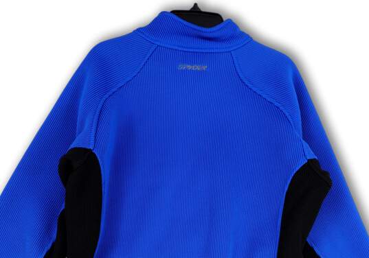 Mens Black Blue Mock Neck Pockets Long Sleeve Full-Zip Sweater Size XL image number 4