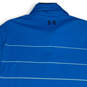 Mens Blue Spread Collar Short Sleeve Golf Polo Shirt Size Large image number 3