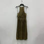 Womens Gold Pleated Sleeveless Halter Neck Fit And Flare Dress Size Small image number 1