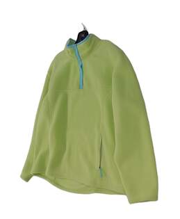 Womens Green Pockets Long Sleeve Collared Fleece Jacket Size 3X alternative image