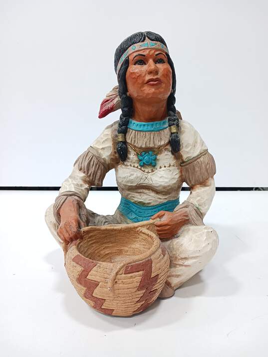 V. Kendrick Native American Women w/ Papoose Baby Sculpture image number 1