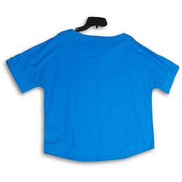 NWT Womens Blue Short Sleeve Split Neck Pullover Blouse Top Size XL 18 alternative image