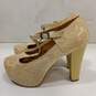 Beige Floral Lace Mary Jane T-Strappy Heels EU Size 38 image number 4