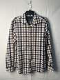 Banana Republic Mens Brown and Blue Checked Long Sleeve Dress Shirt Size L image number 1