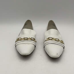 Womens Nikki White Patent Leather Almond Toe Slip-On Loafers Shoes Sz 10 M alternative image