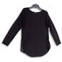 Womens Black Knitted Side Zip Long Sleeve Round Neck Pullover Sweater Sz S image number 2