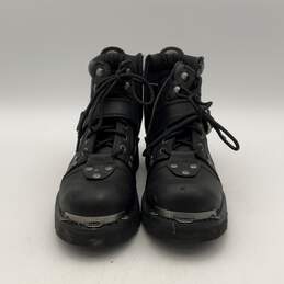 Mens Brake Buckle 91684 Black Leather Lace-Up Ankle Biker Boots Size 8.5M