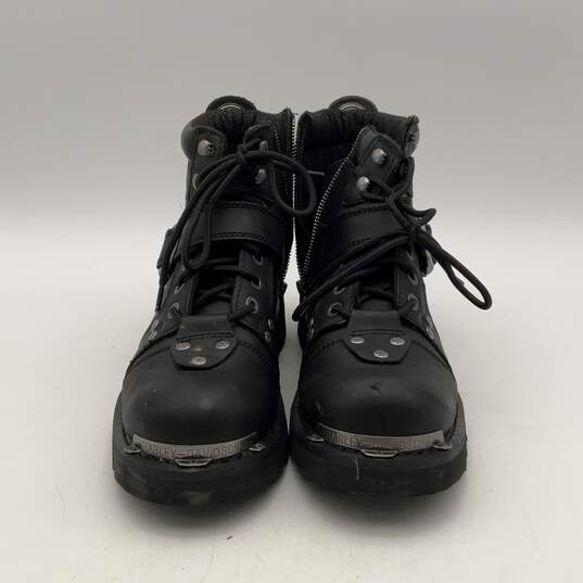 Mens Brake Buckle 91684 Black Leather Lace-Up Ankle Biker Boots Size 8.5M image number 1