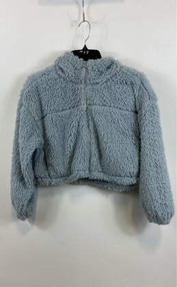 NWT BDG Womens Blue Long Sleeve Cropped Fleece Full Zip Hoodie Size X-Small