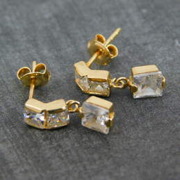 14K Gold Cubic Zirconia Dangle Charm Post Earrings 1.3g