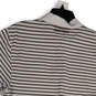 Mens White Striped Collared Short Sleeve Side Slit Polo Shirt Size Medium image number 4