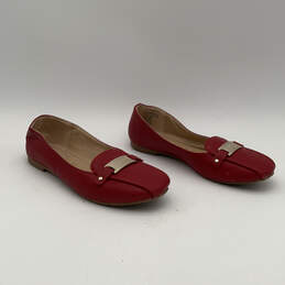 Womens Flash Time Red Leather Round Toe Slip-On Loafer Flats Size 6 alternative image