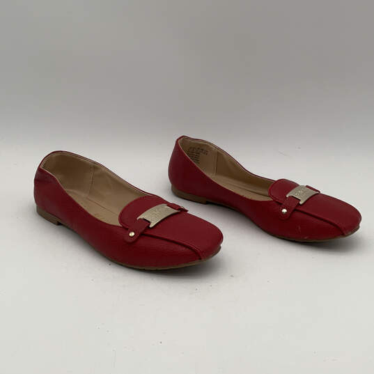 Womens Flash Time Red Leather Round Toe Slip-On Loafer Flats Size 6 image number 2