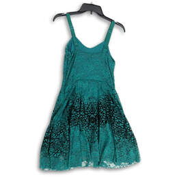 Womens Blue Floral Lace Sleeveless Knee Length Fit And Flare Dress Size S alternative image