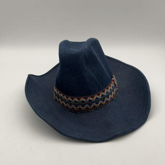 Mens Blue Jean Denim Wide Brim Adjustable Western Cowboy Hat Size XL image number 2