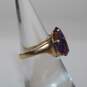 14K Yellow Gold Double Oval Amethyst Ring Size 5.25 - 5.4g image number 3